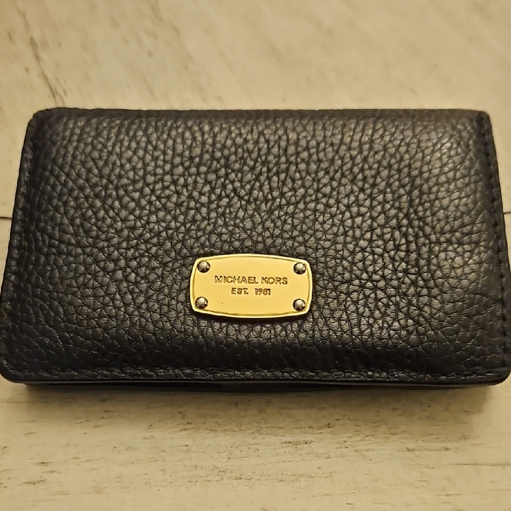 Michael Kors Black Pebbled Leather Card Holder